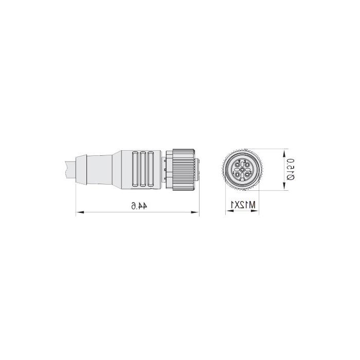 M12 4Pin, straight female, LED light, single end precast cable, PUR material, yellow sheath, 64T311-XXX